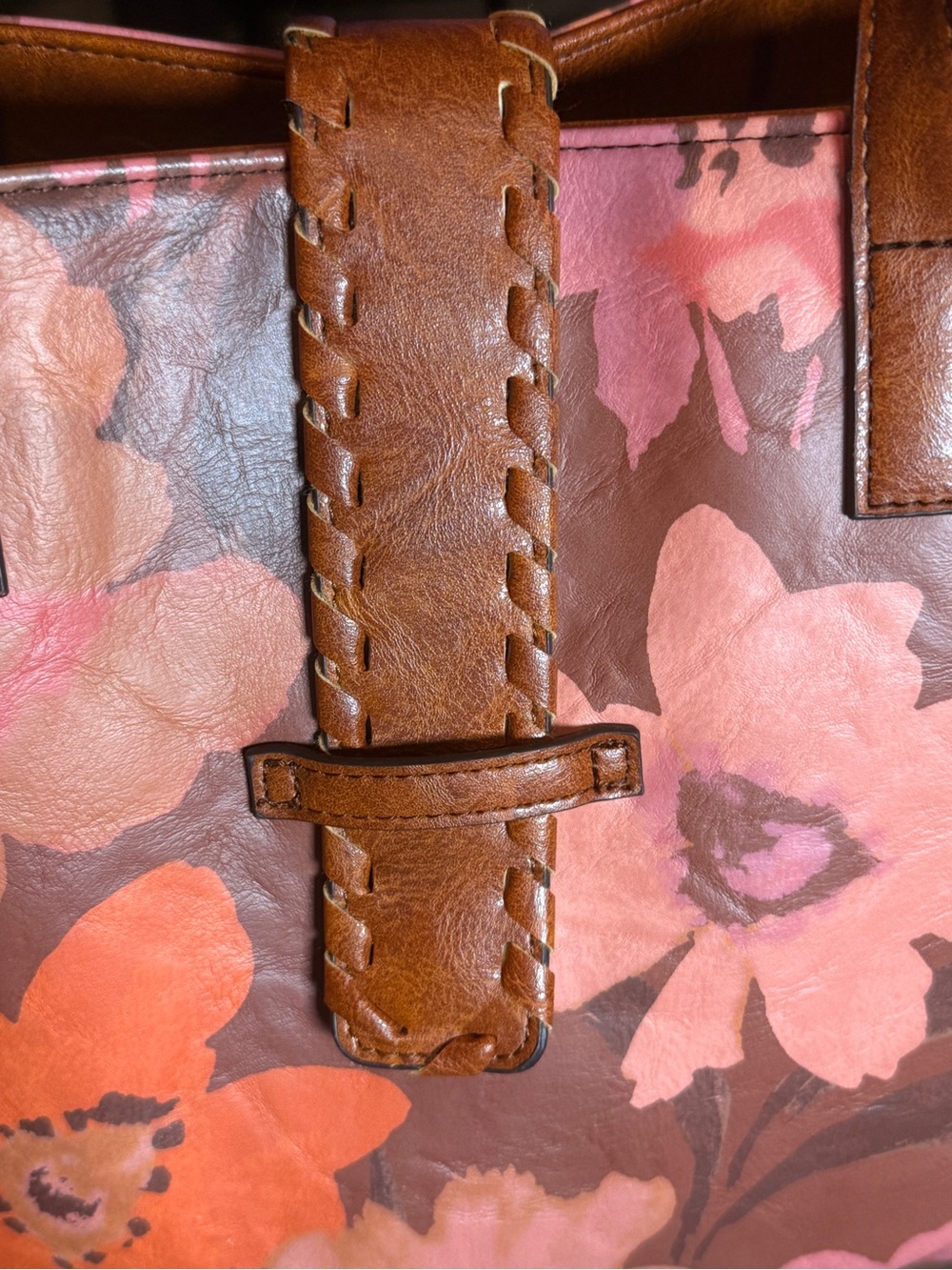 The Pioneer Woman Pink & Brown Floral Leather Tote - Picture 3 of 7